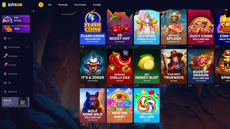 Slotsgem Casino zrzut ekranu