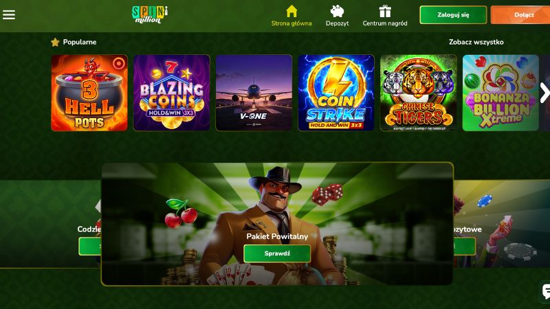 Spin Million Casino zrzut ekranu